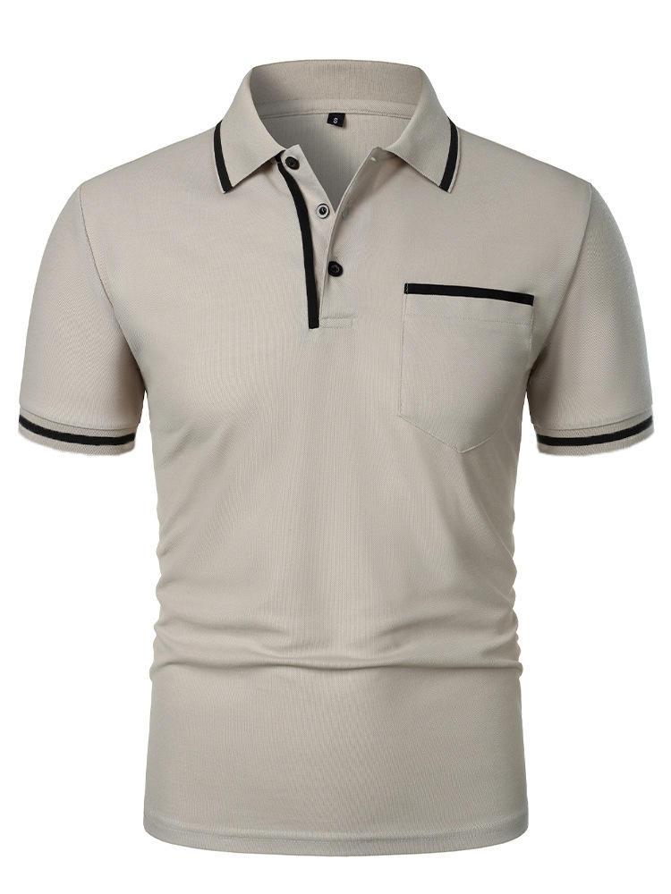 Casual Lapel Short Sleeve T-shirt POLO Shirt Button Pocket Sports Polo Shirt