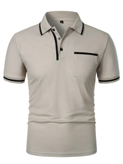 Casual Lapel Short Sleeve T-shirt POLO Shirt Button Pocket Sports Polo Shirt